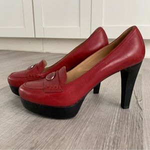 LONGCHAMP // Classic Italian Leather Burgundy Heels - Size 39